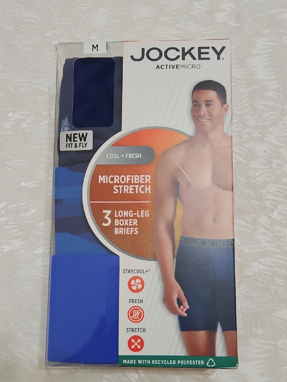 New Jockey ActiveMicro Men’s Long-Leg Boxer Briefs - Blue (3-Pack)